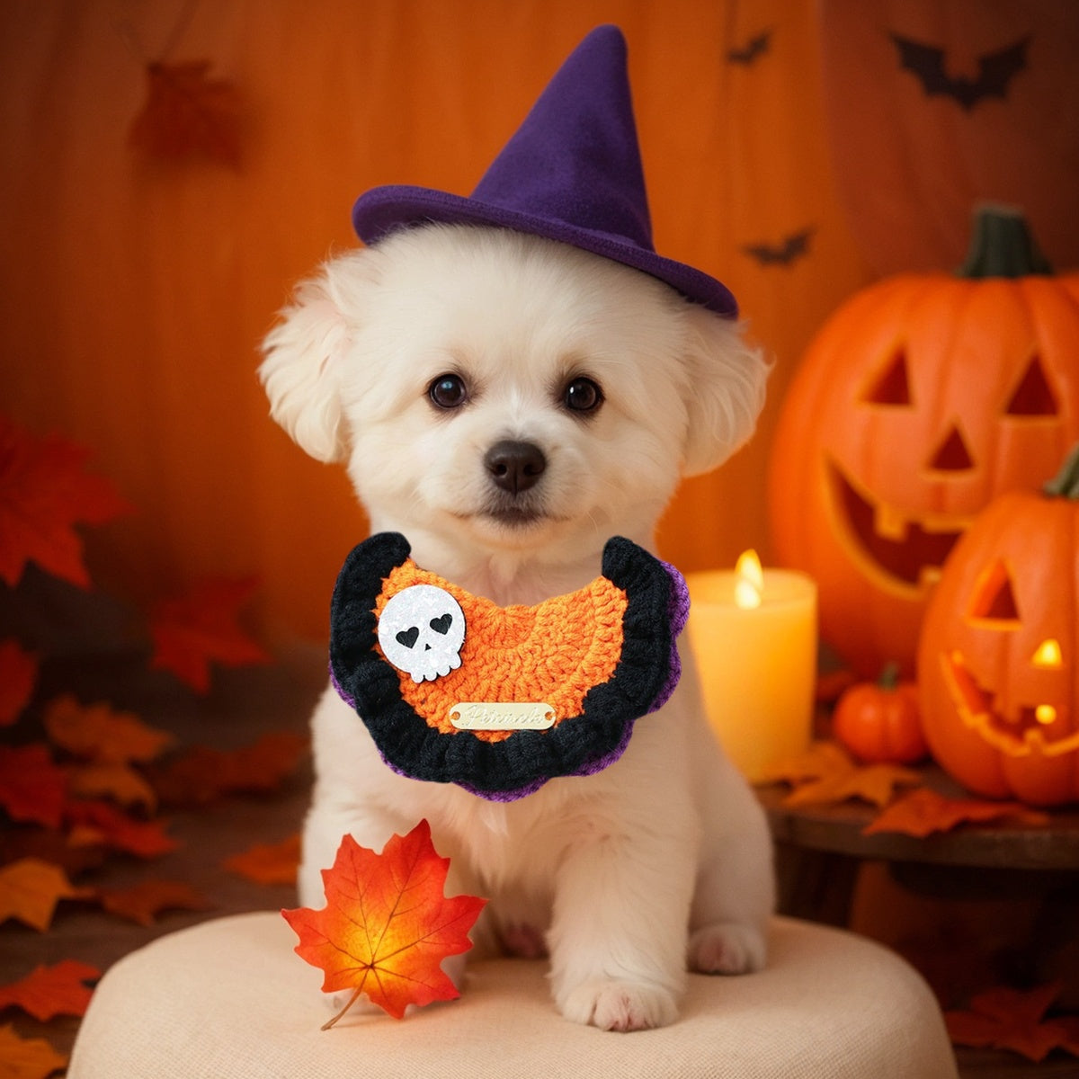 Halloween Knitted Pet Bib