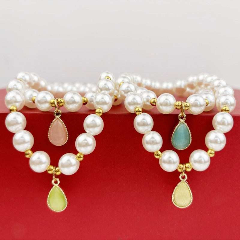 Teardrop Gemstone Pearl Necklace