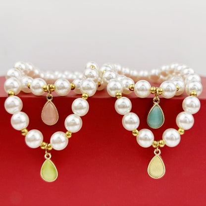 Teardrop Gemstone Pearl Necklace