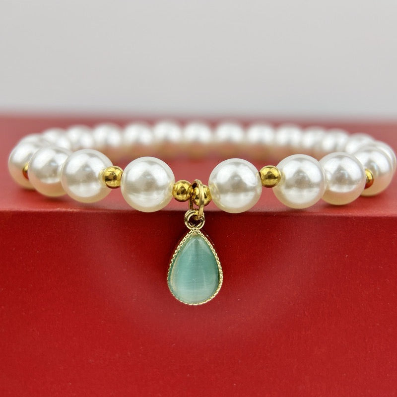 Teardrop Gemstone Pearl Necklace