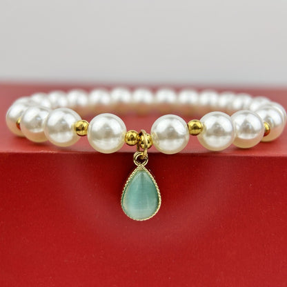 Teardrop Gemstone Pearl Necklace