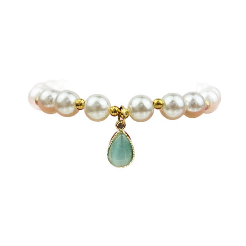 Teardrop Gemstone Pearl Necklace