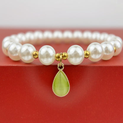 Teardrop Gemstone Pearl Necklace