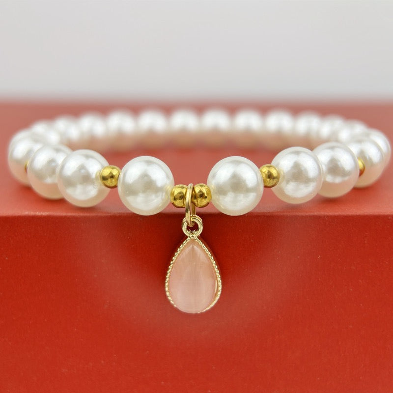 Teardrop Gemstone Pearl Necklace