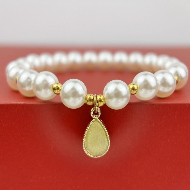 Teardrop Gemstone Pearl Necklace