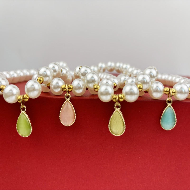 Teardrop Gemstone Pearl Necklace