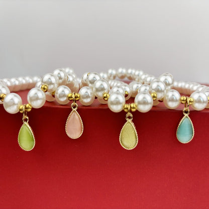Teardrop Gemstone Pearl Necklace